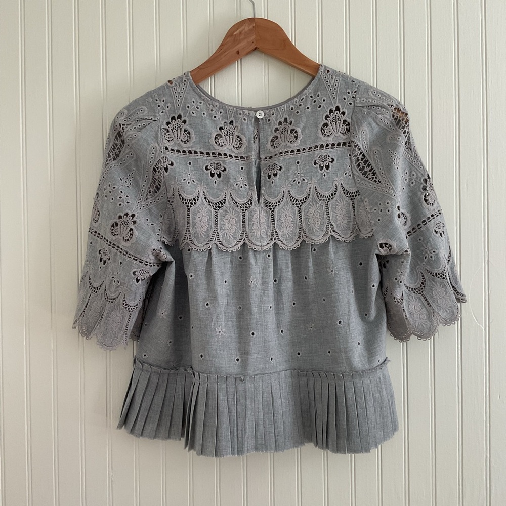 Sea New York Pleated Embroidered Top Gray - Picture 4 of 7